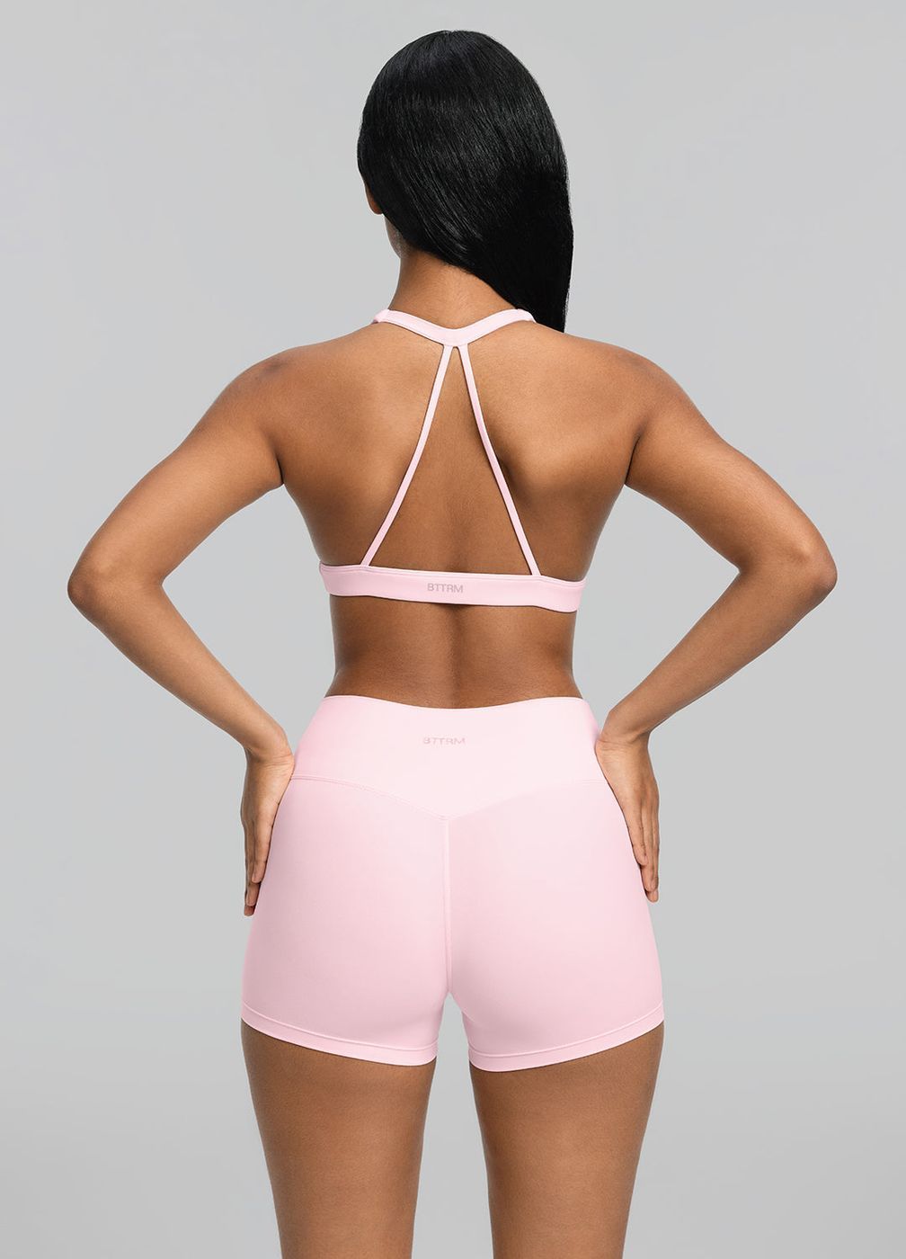 Plunge Neck Bra Top in Ballet Pink, detail