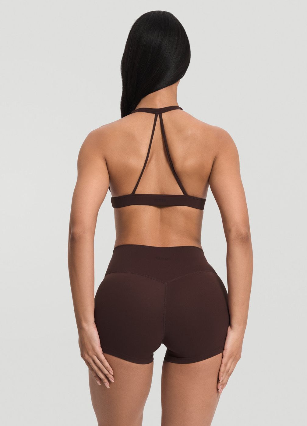 Plunge Neck Bra Top in Chocolate, detail