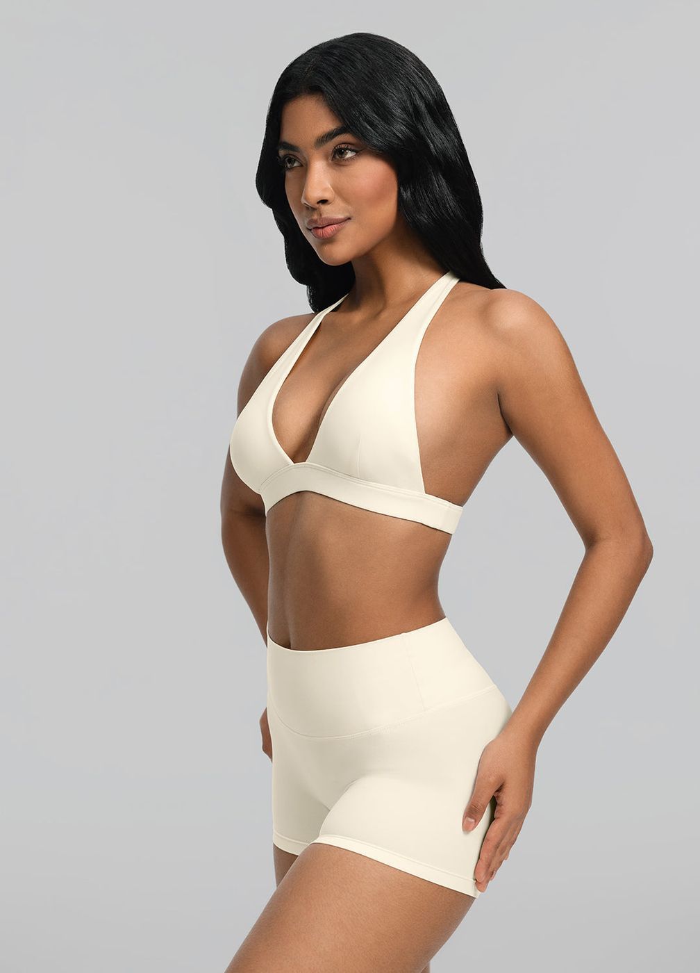 Plunge Neck Bra Top in Creamy Vanilla, detail