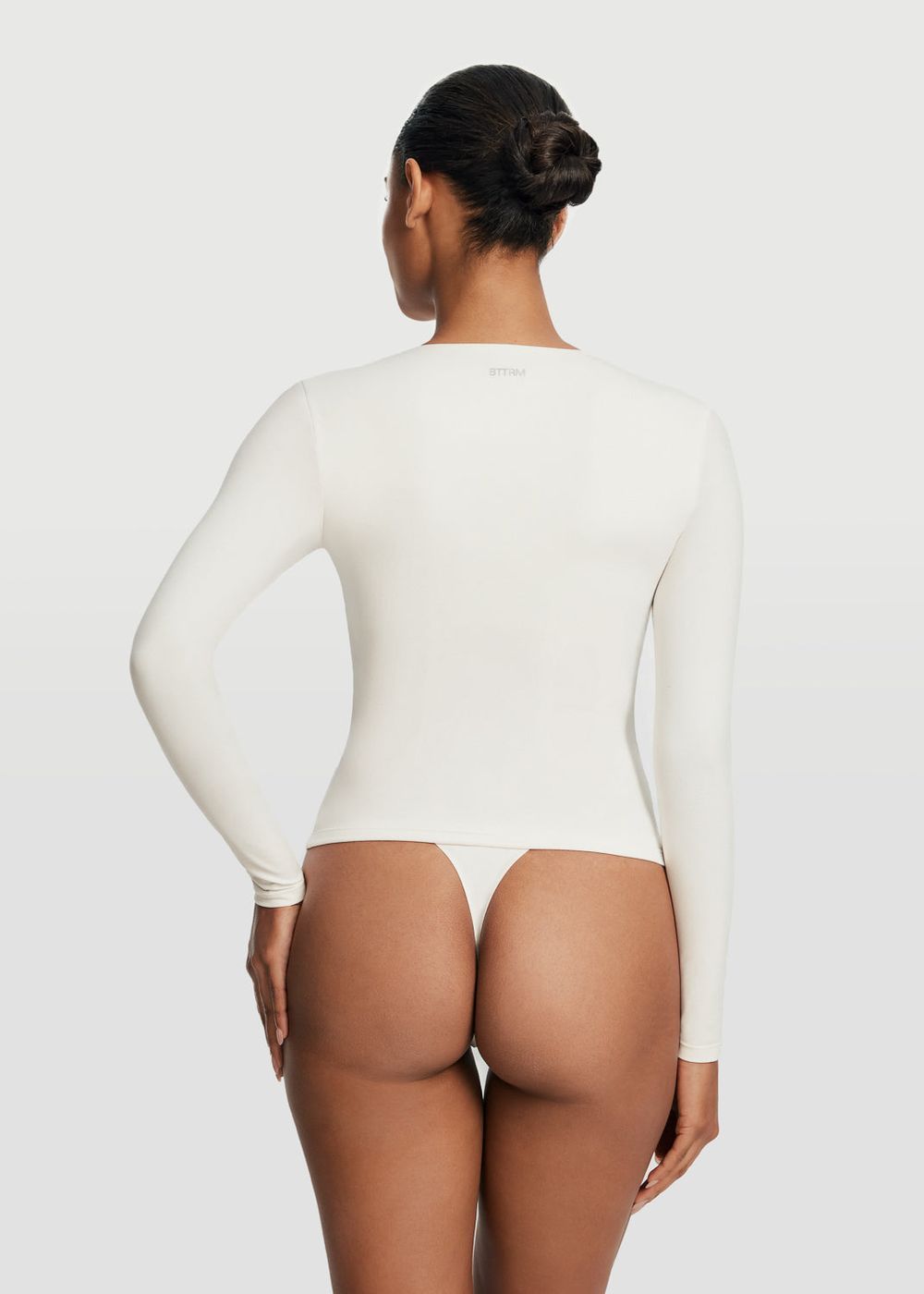 Quarter Zip Long Sleeve Top in White, second view