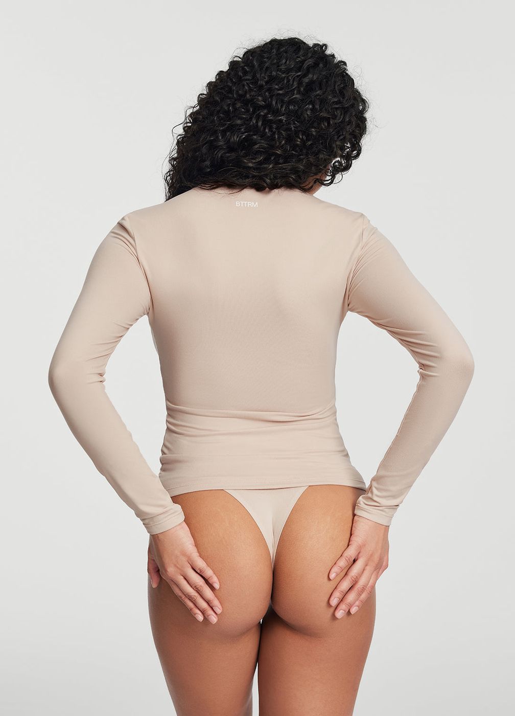 Quarter Zip Long Sleeve Top in Oat Milk, second view