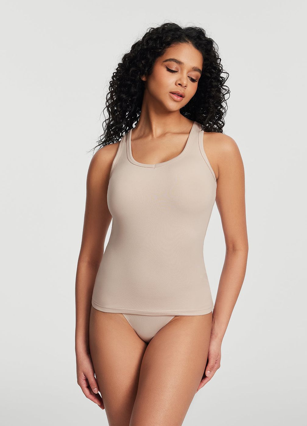 Racerback Tank Top in Oat Milk, second view
