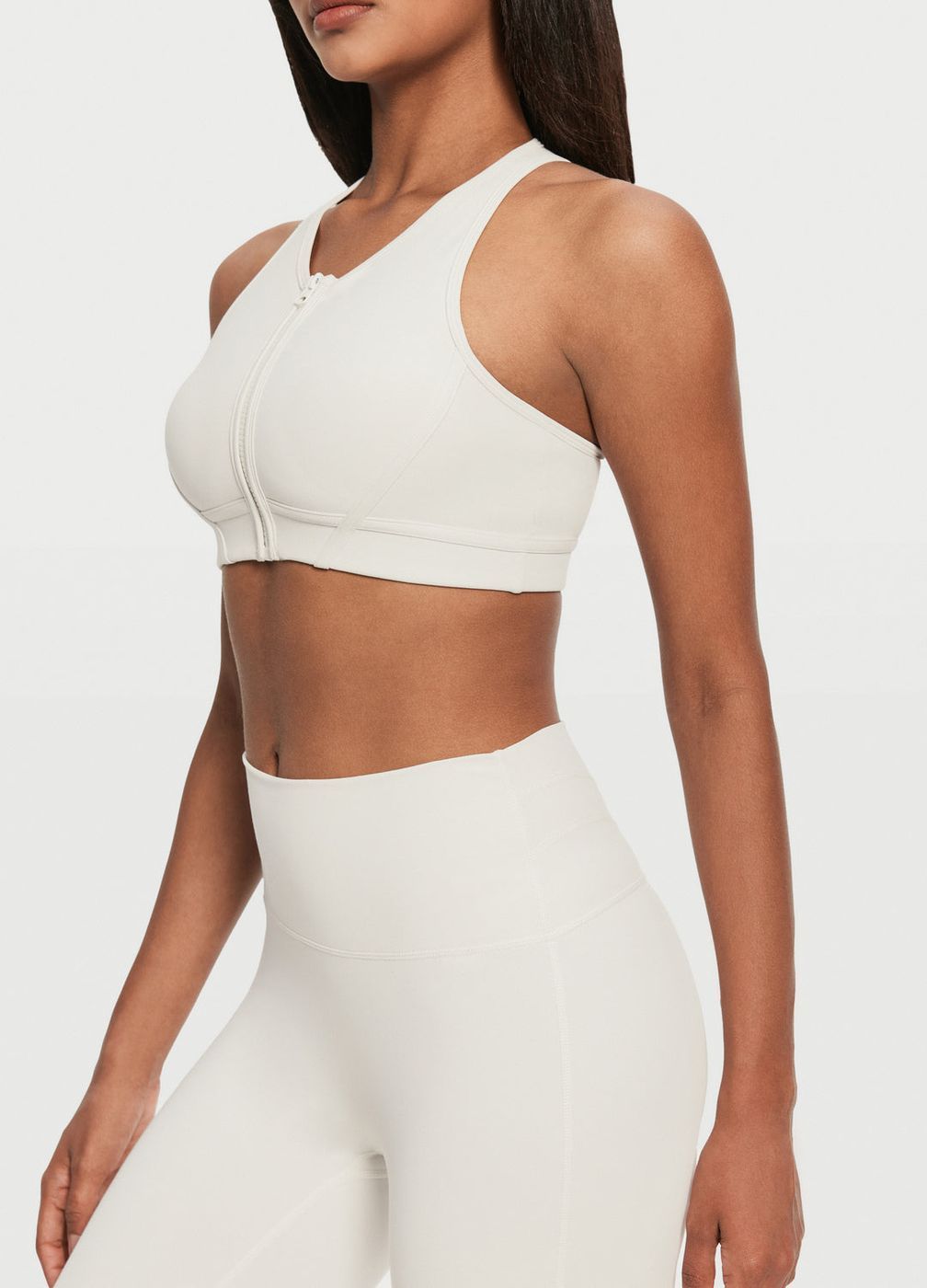 Racerback Zip Top in White, detail