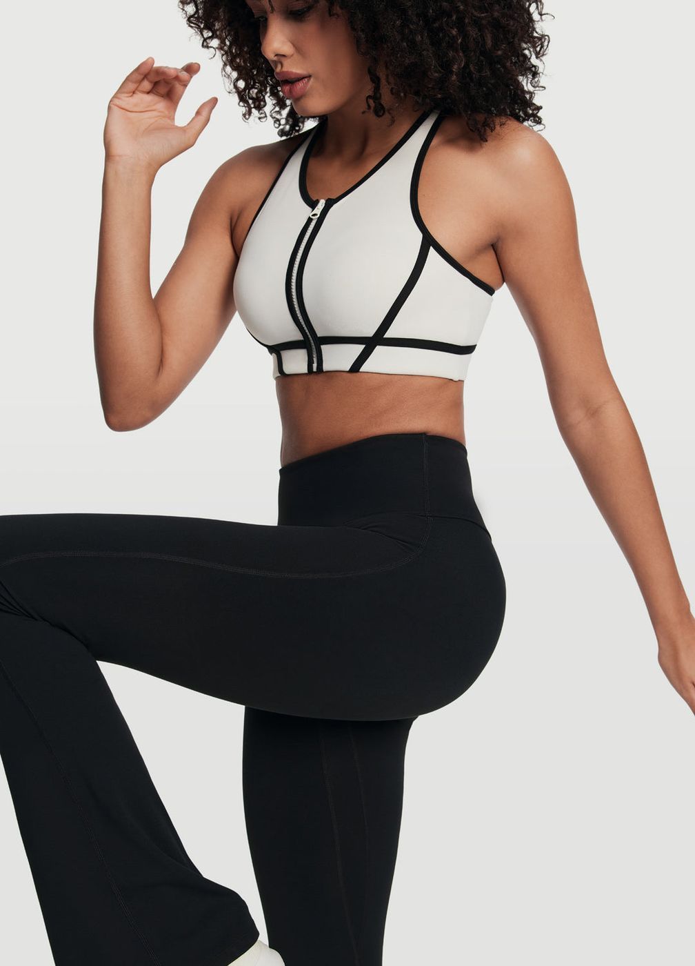 Racerback Zip Top in Black, front view
