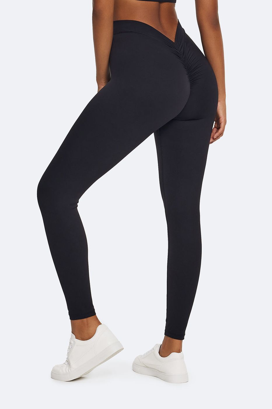 Ruched High-waisted Leggings in Black, second view