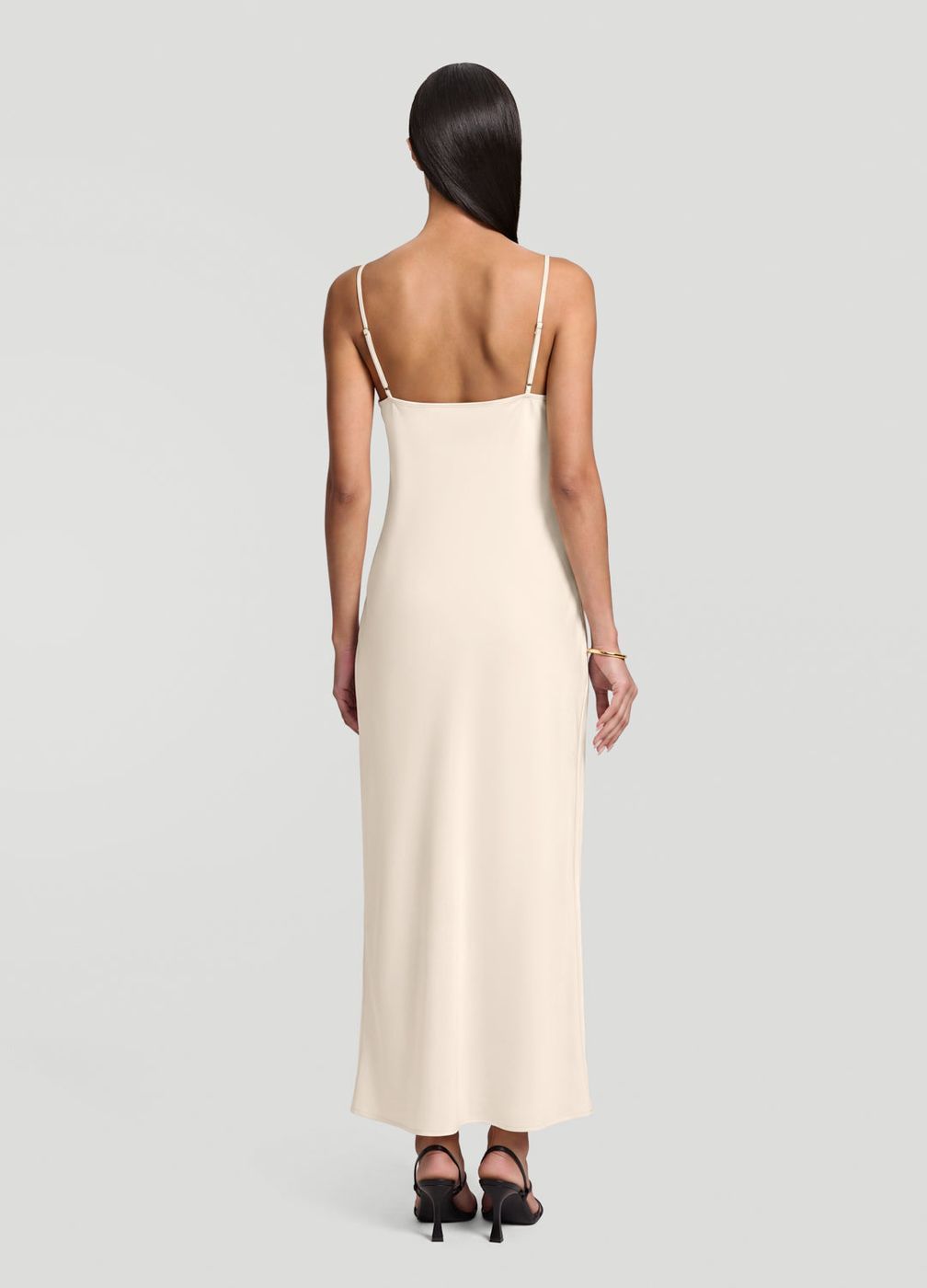 Satin Slip Maxi Dress in Ivory, detail