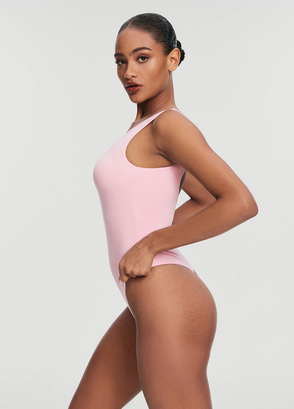 Scoop Back Bodysuit in Ballet Pink, detail