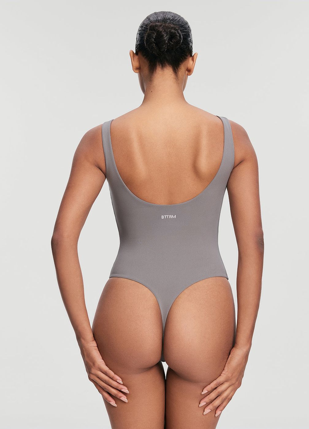 Scoop Back Bodysuit in Cool Gray, front view