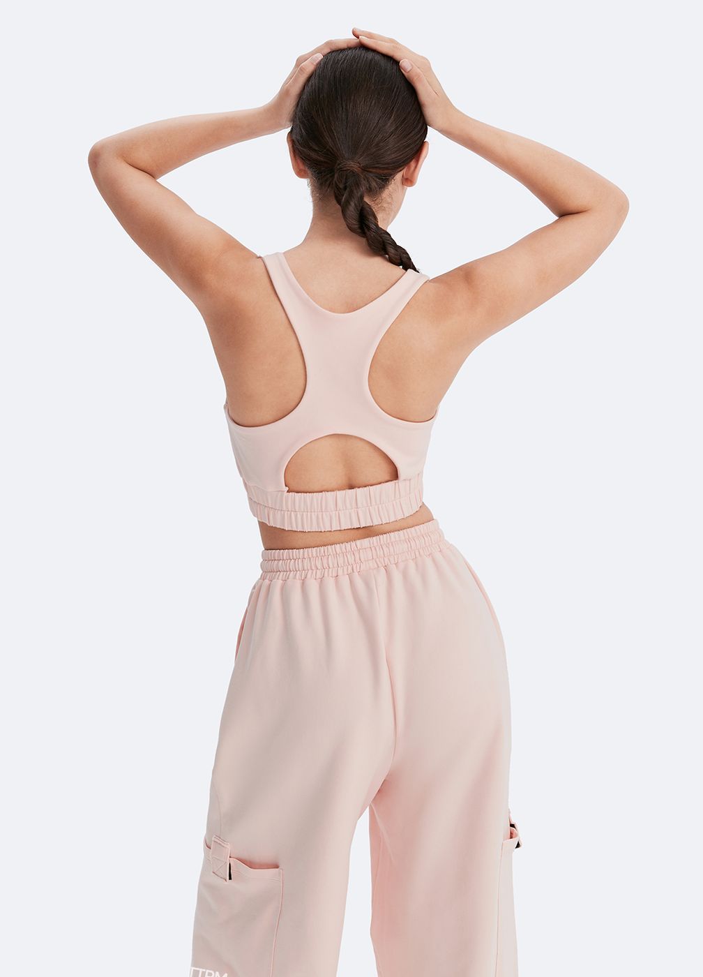 Scoop Neck Racerback Bra in Marshmallow Pink, second view