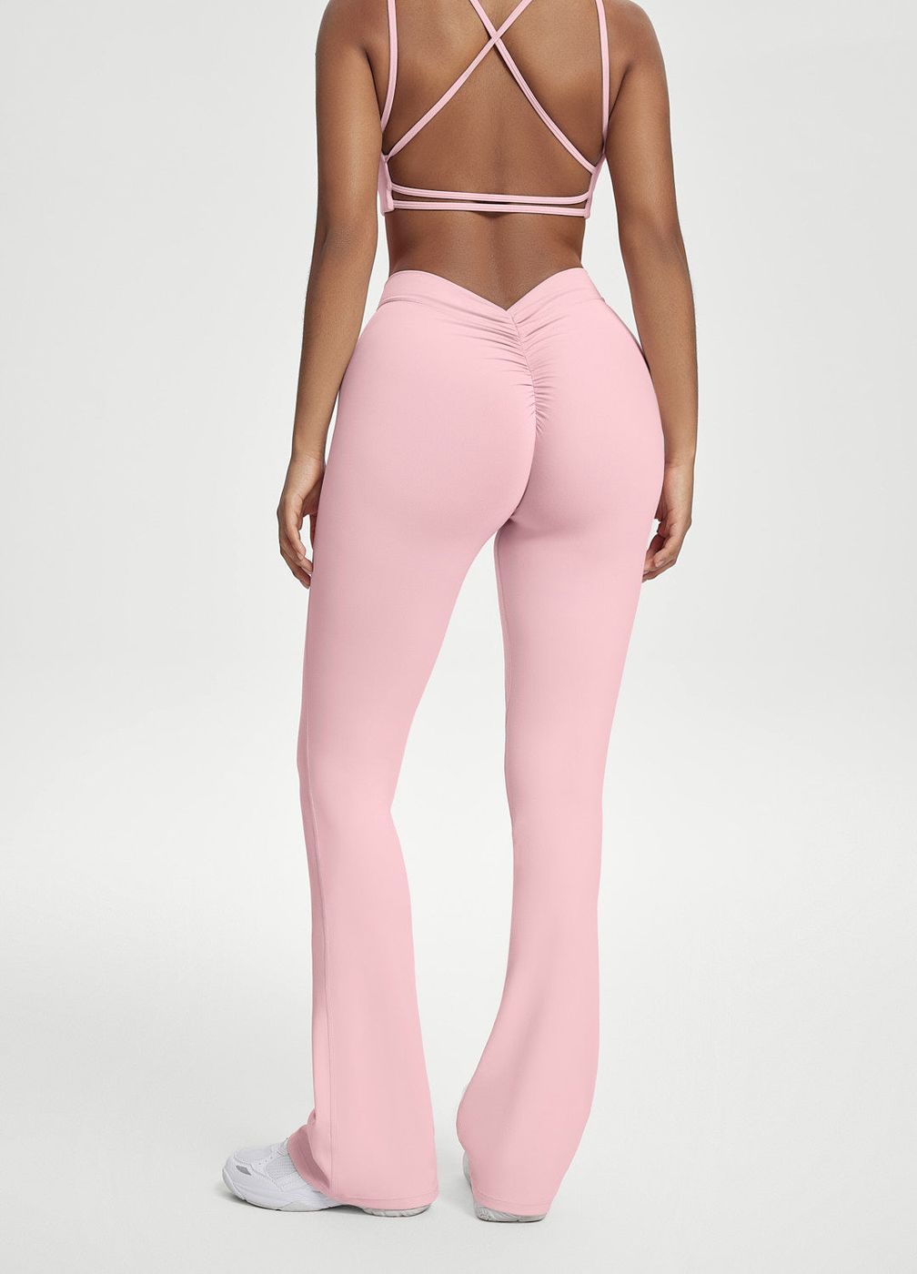Scrunch Back Flared Leggings in Ballet Pink, second view