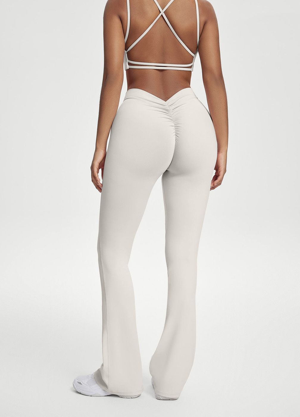Scrunch Back Flared Leggings in White, second view