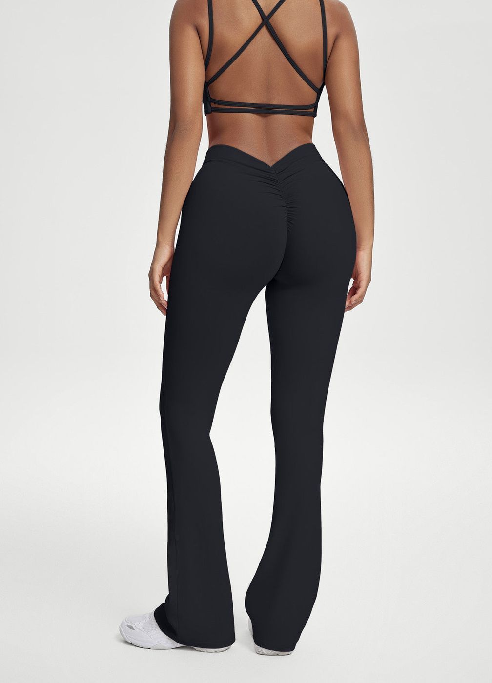 Scrunch Back Flared Leggings in Black, second view