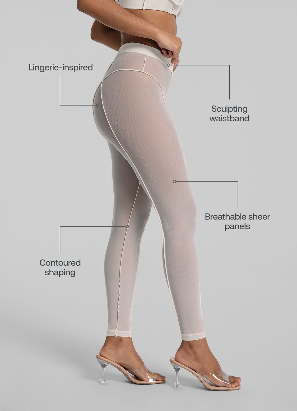 Semi-sheer High-rise Leggings in Ivory, second view