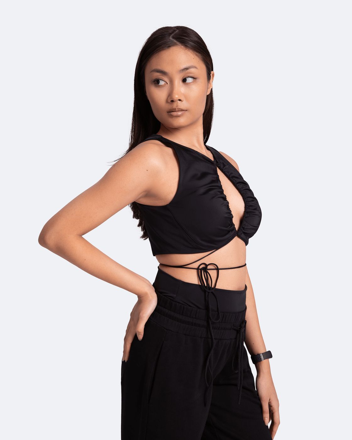 Sexy Front-tie Support Top in Black, second view