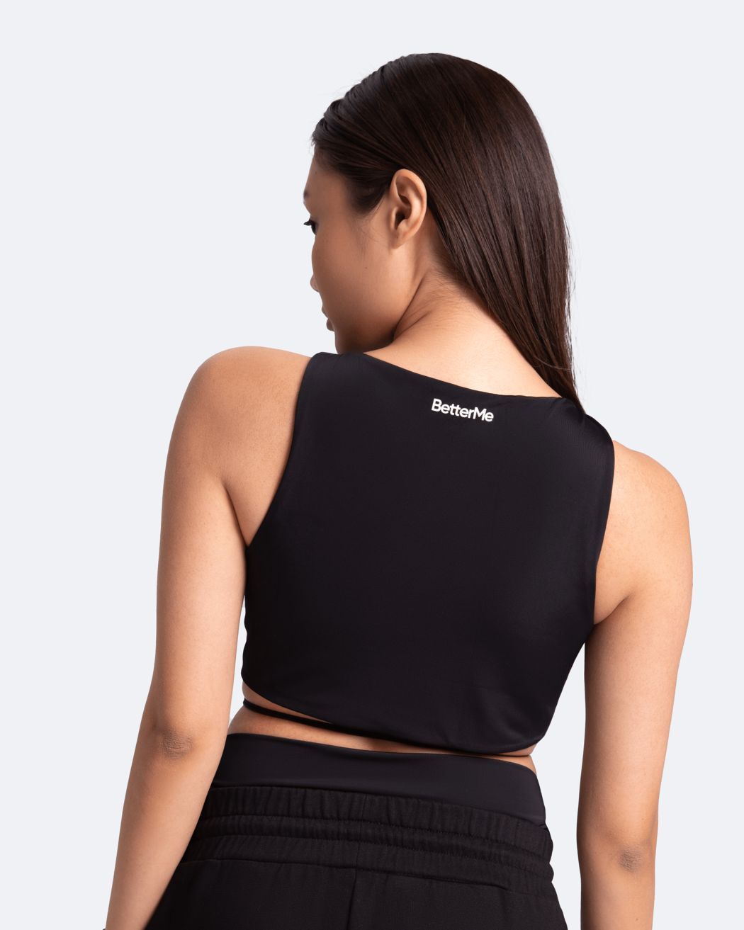 Sexy Front-tie Support Top in Black, detail