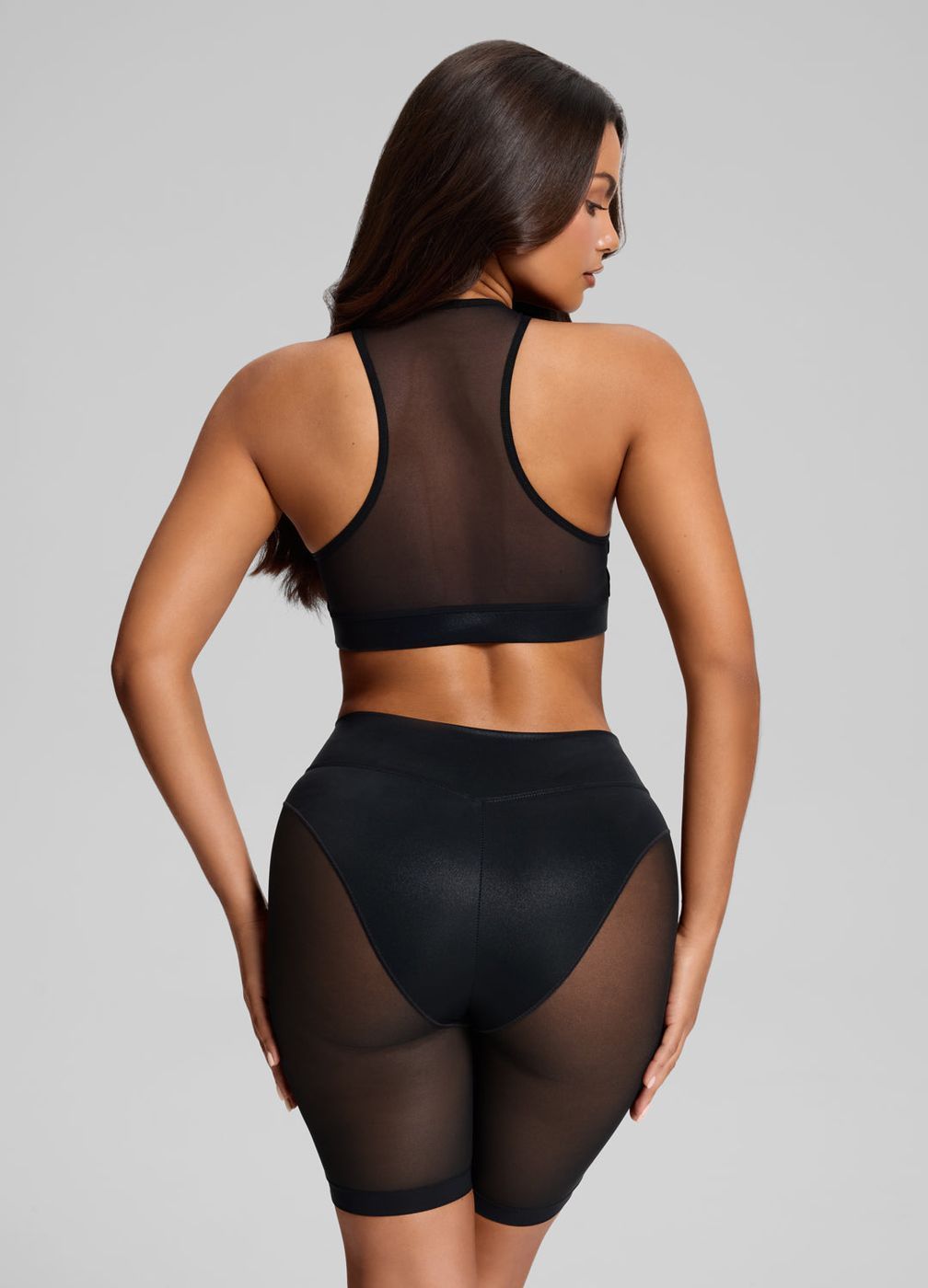 Sheer Biker Shorts in Black, detail
