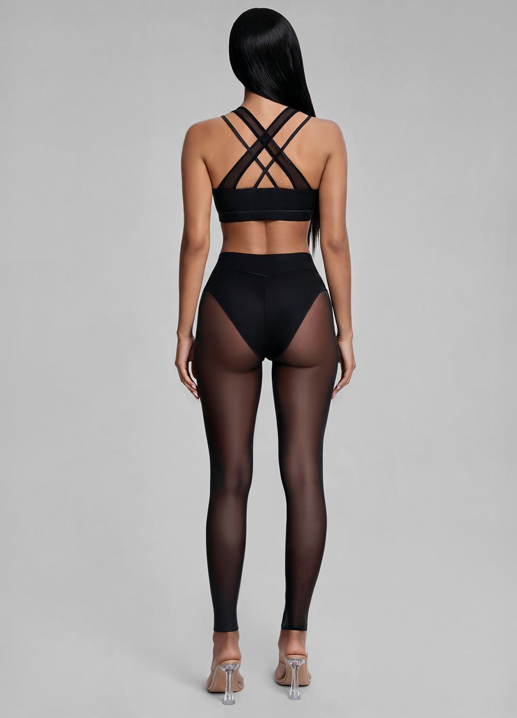 Sheer Leggings in Black, detail