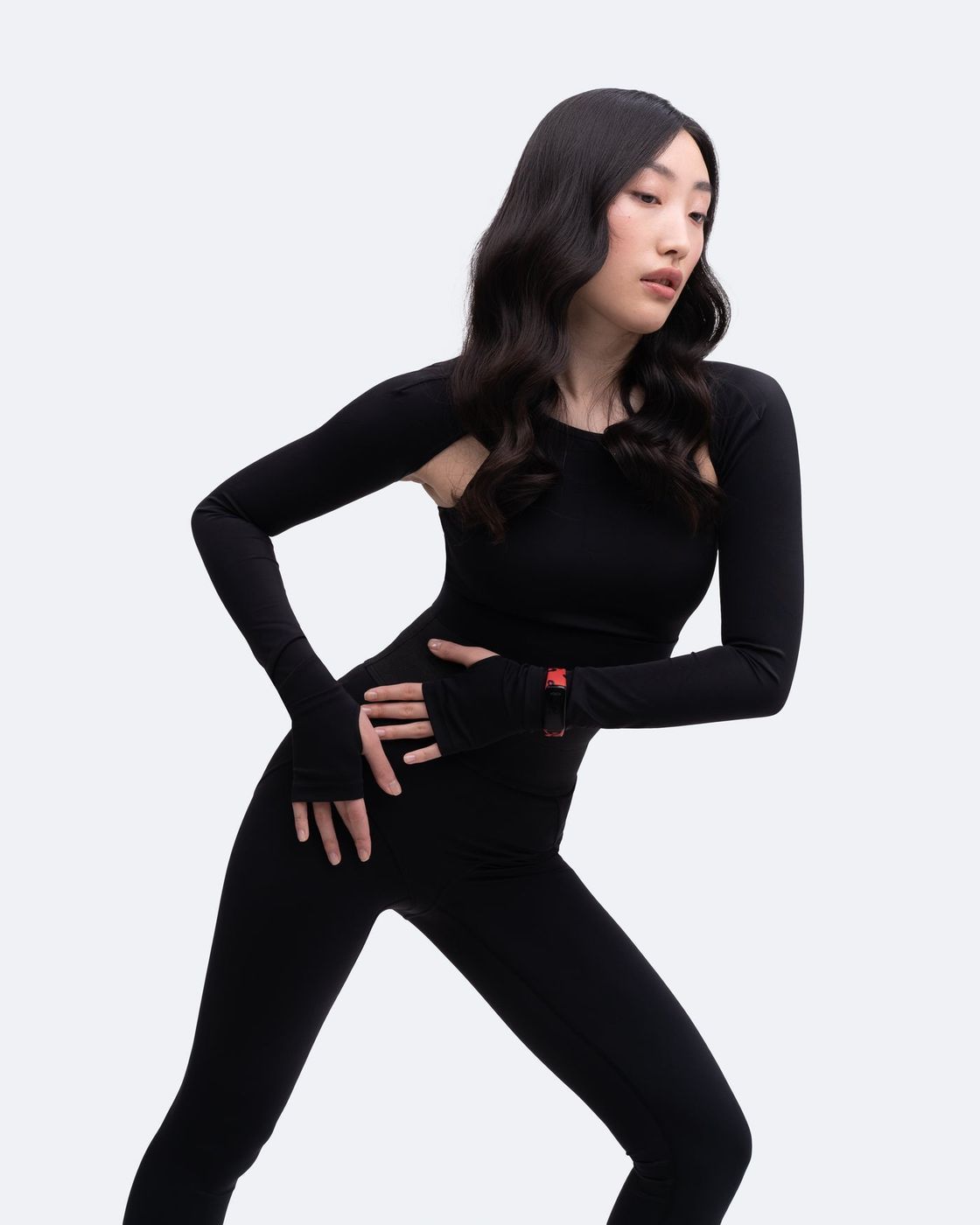Shoulder Cut-out Crop Top in Black, second view