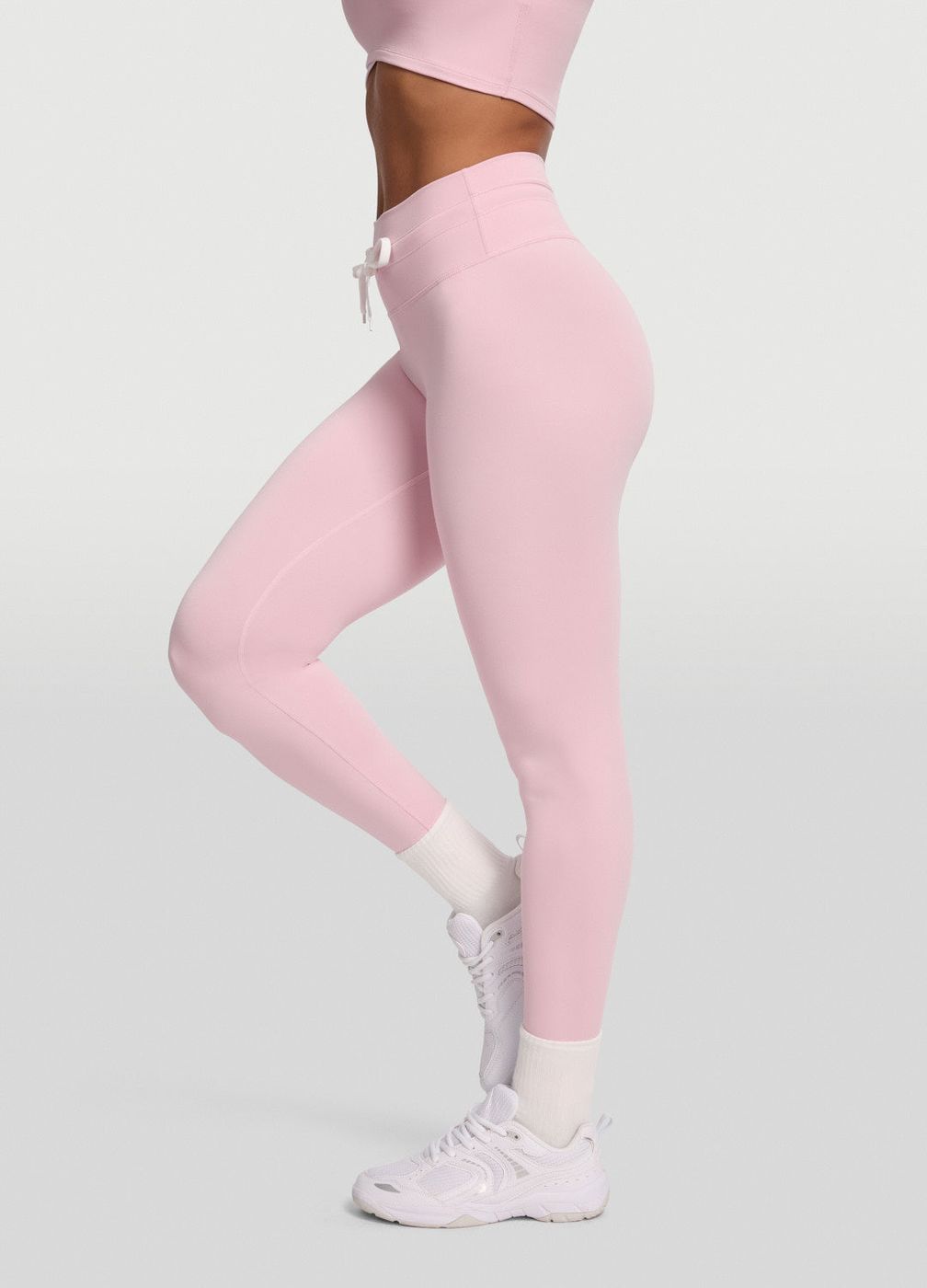 Sleek Drawstring Leggings in Ballet Pink, second view
