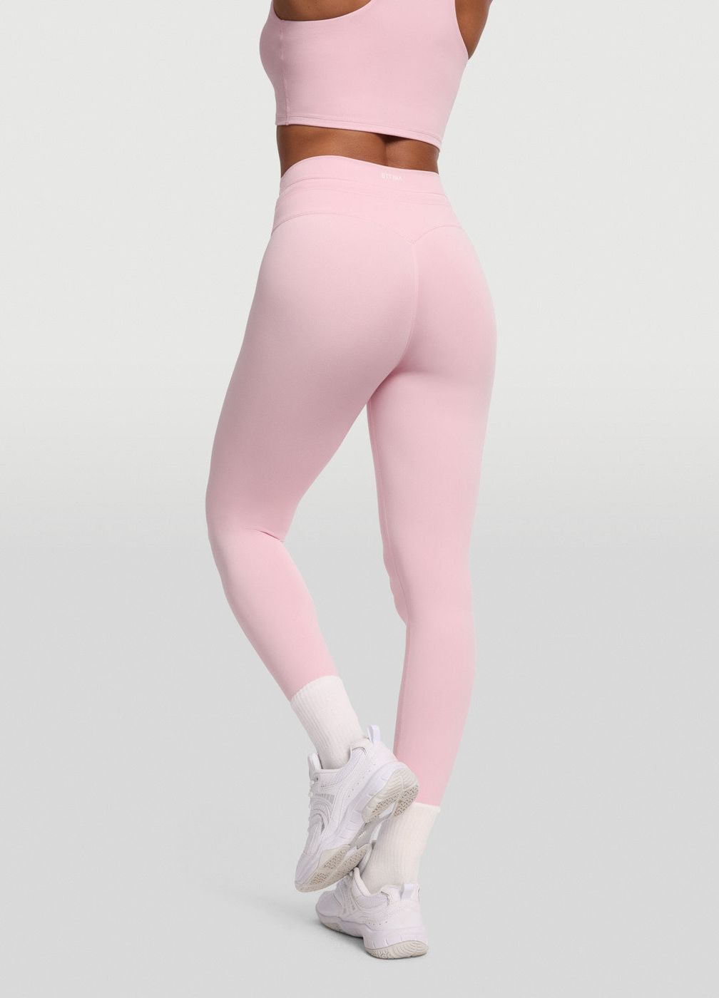 Sleek Drawstring Leggings in Ballet Pink, detail