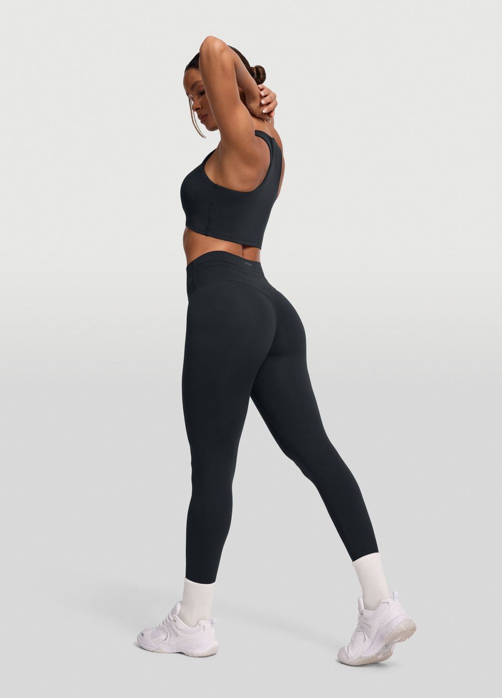 Sleek Drawstring Leggings in Black, second view