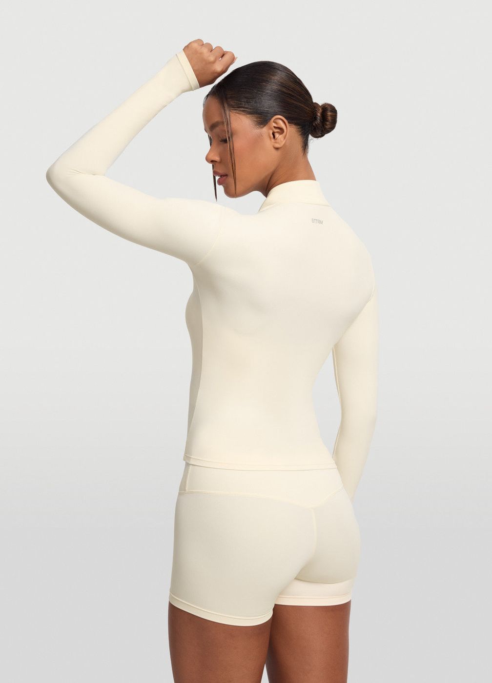 Sleek Zip-up Long Sleeve Jacket in Creamy Vanilla, second view