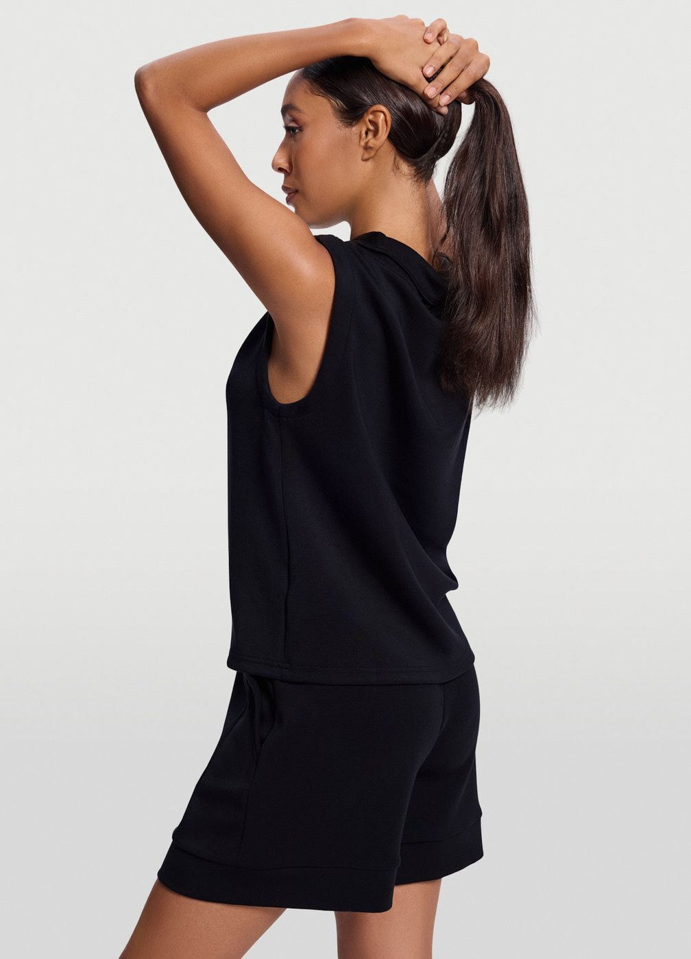 Sleeveless Half-zip Sweatshirt in Black, second view