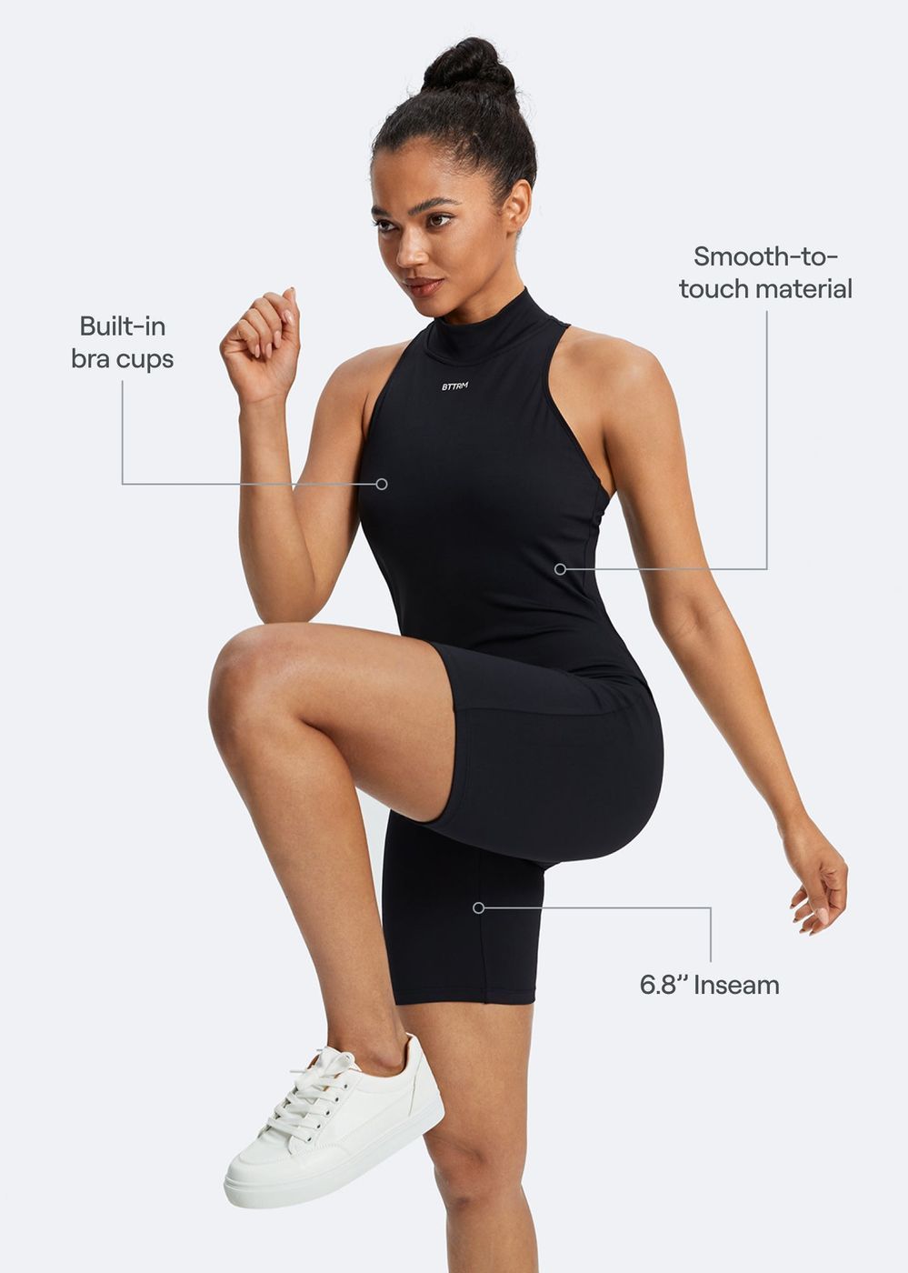 Sleeveless High-neck Bodysuit in Inky Black, second view