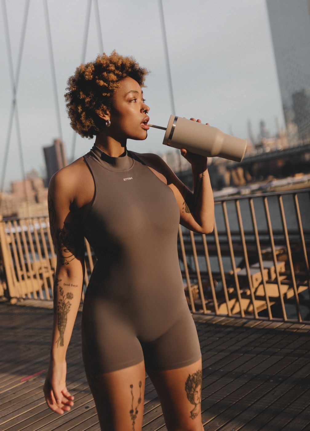 Sleeveless High-neck Bodysuit in Gray, second view