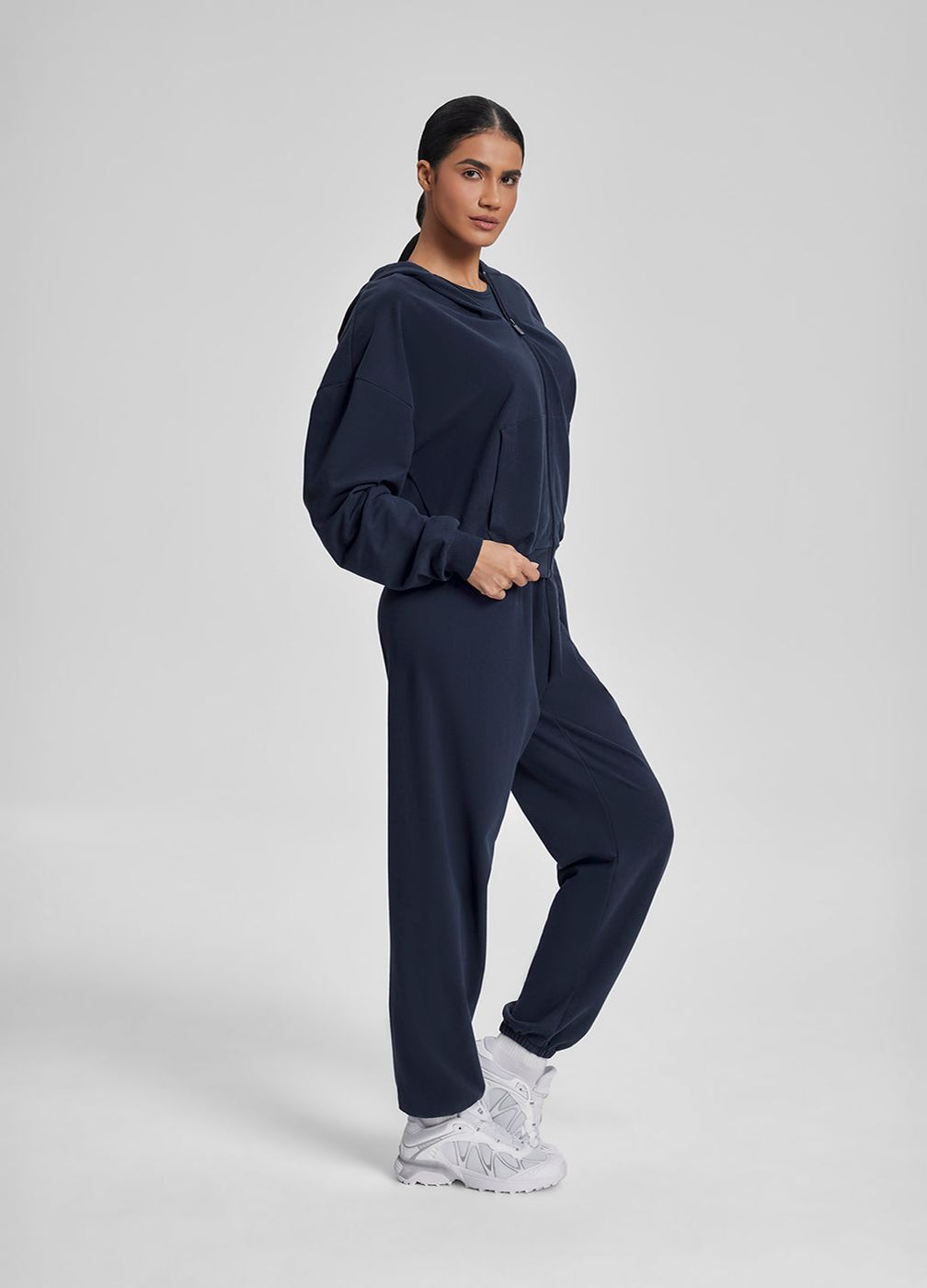 Slouchy Roomy Waistband Cozy Joggers in Midnight Navy, second view