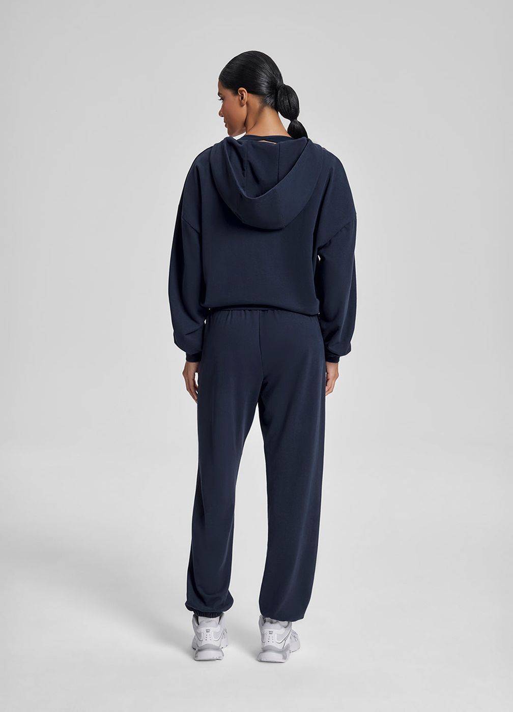 Slouchy Roomy Waistband Cozy Joggers in Midnight Navy, detail