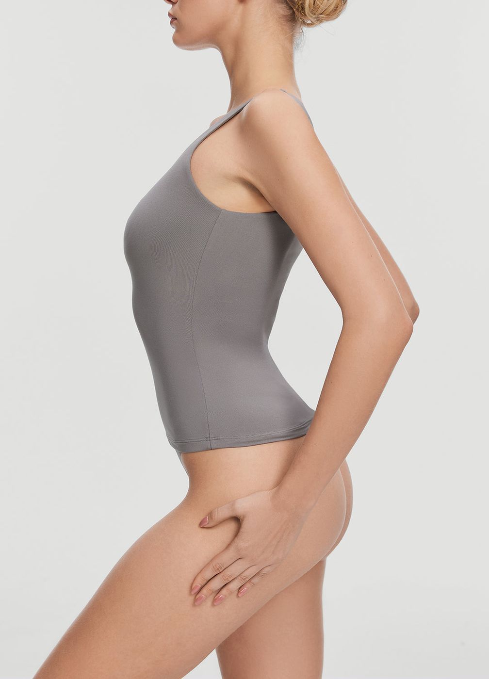 Square Neck Tank Top in Cool Gray, detail