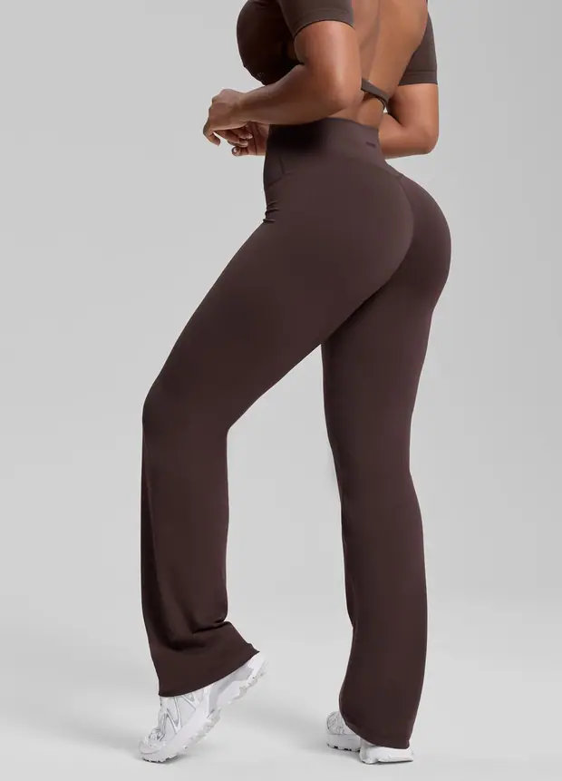 Straight Leg Bottoms in Chocolate, front view