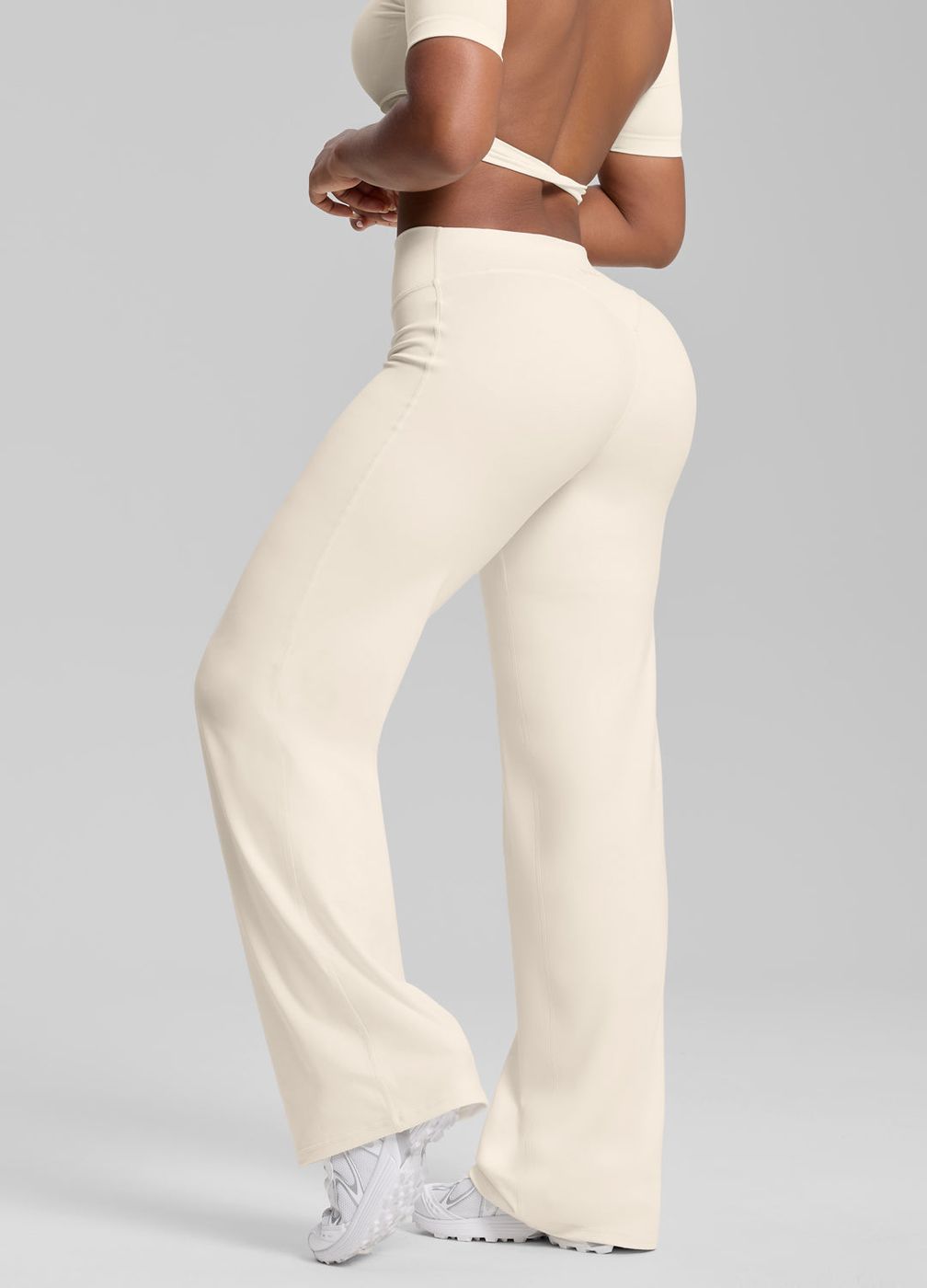 Straight Leg Bottoms in Ivory, front view