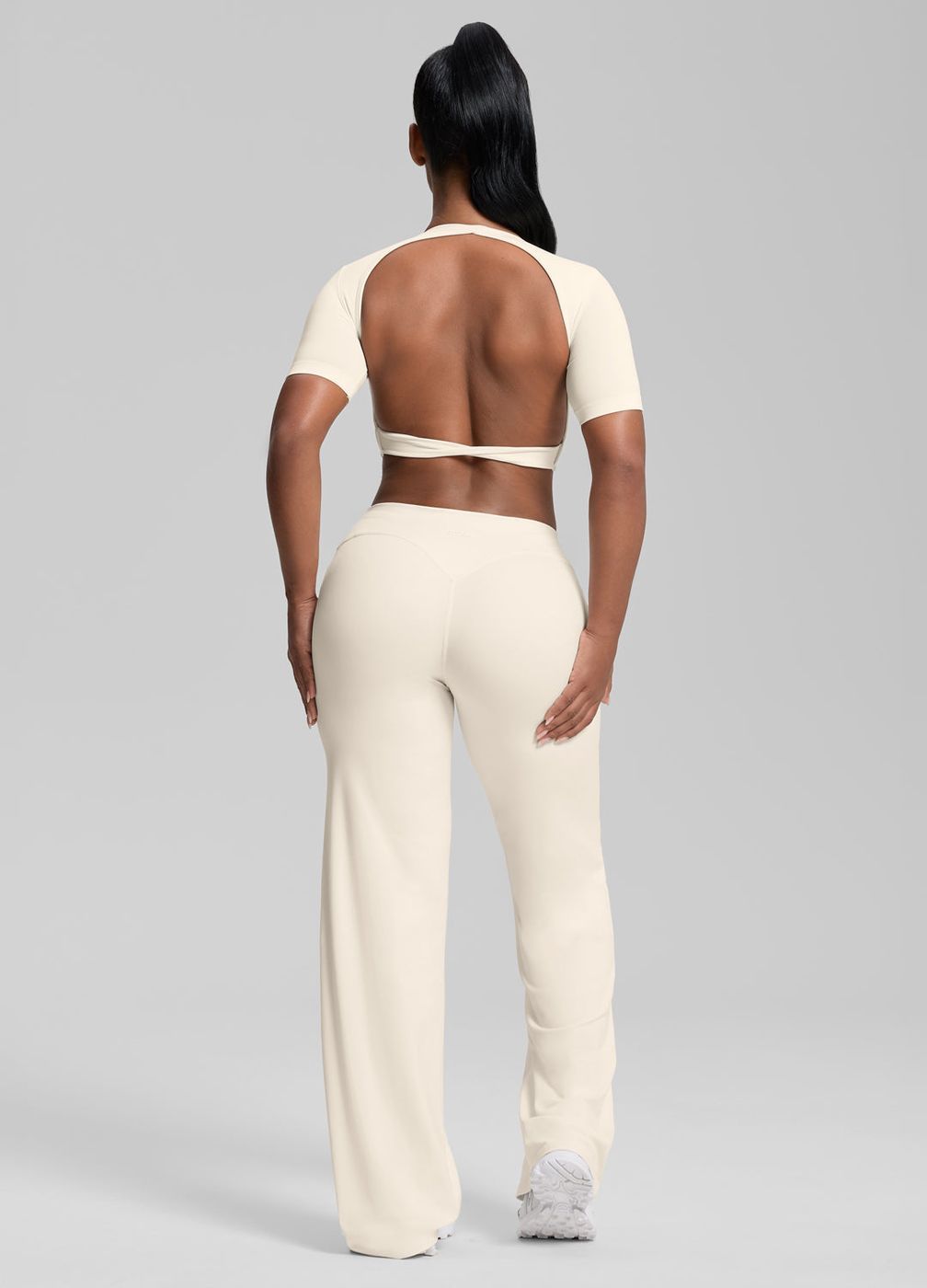 Straight Leg Bottoms in Ivory, detail