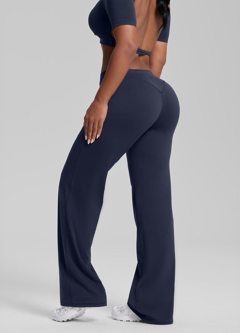 Straight Leg Bottoms in Midnight Navy, front view