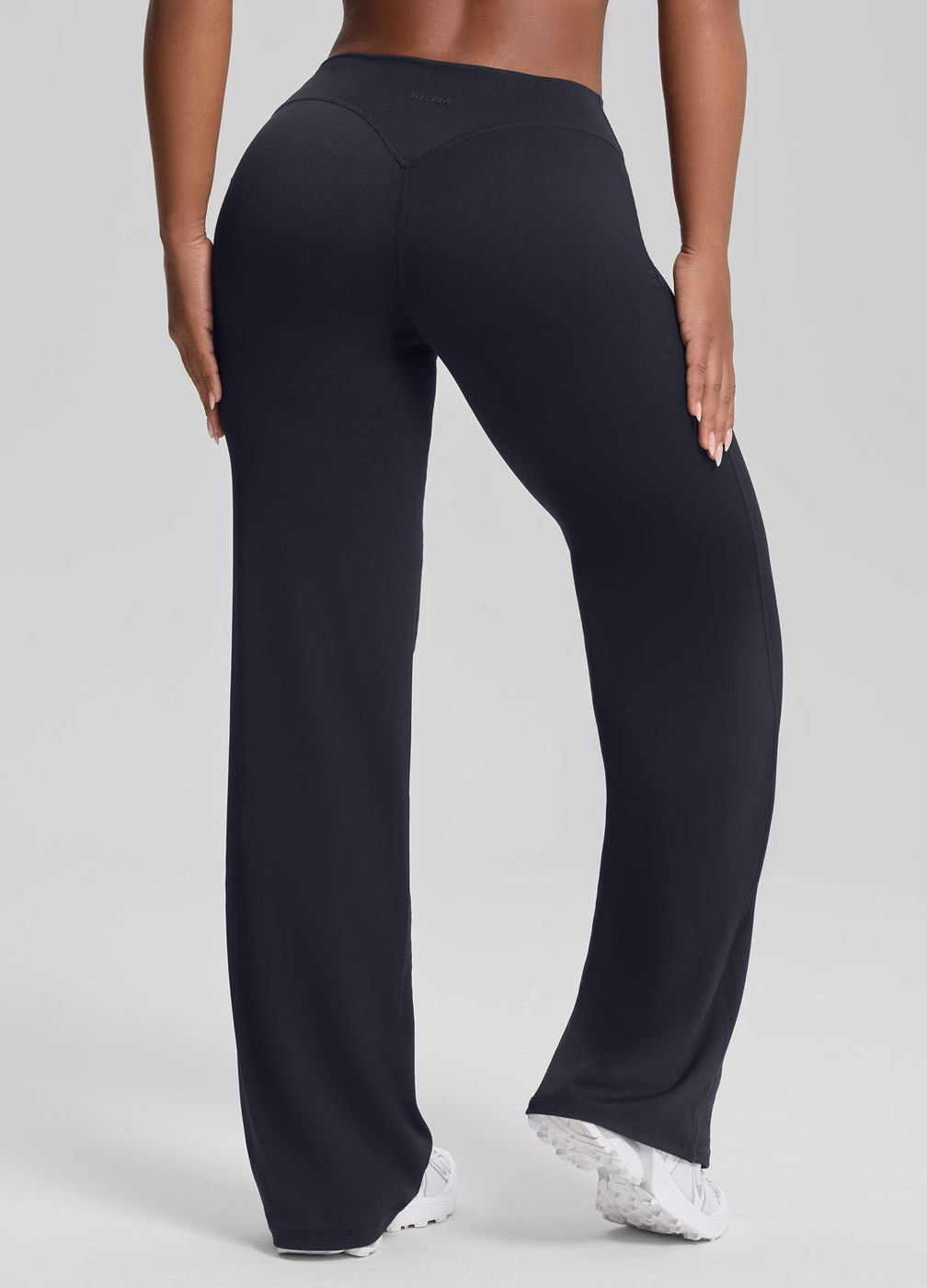Straight Leg Bottoms in Black, front view