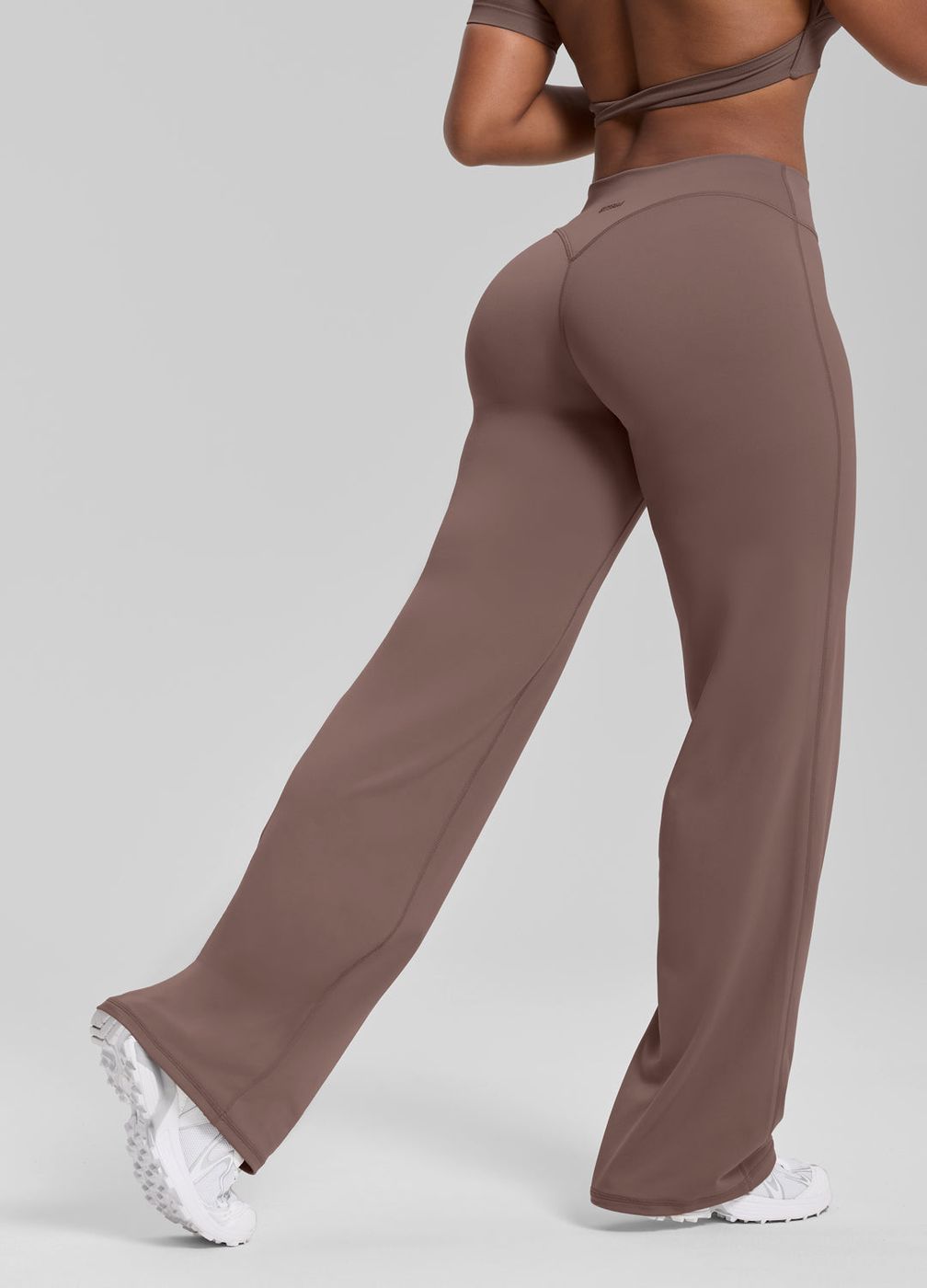 Straight Leg Bottoms in Dusty Taupe, front view