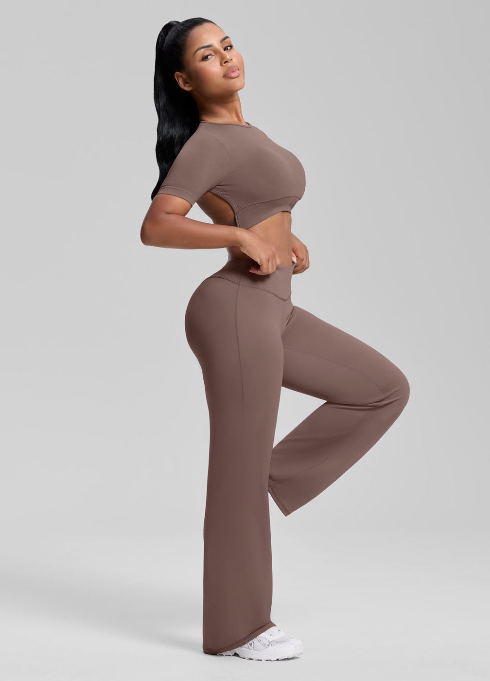Straight Leg Bottoms in Dusty Taupe, second view