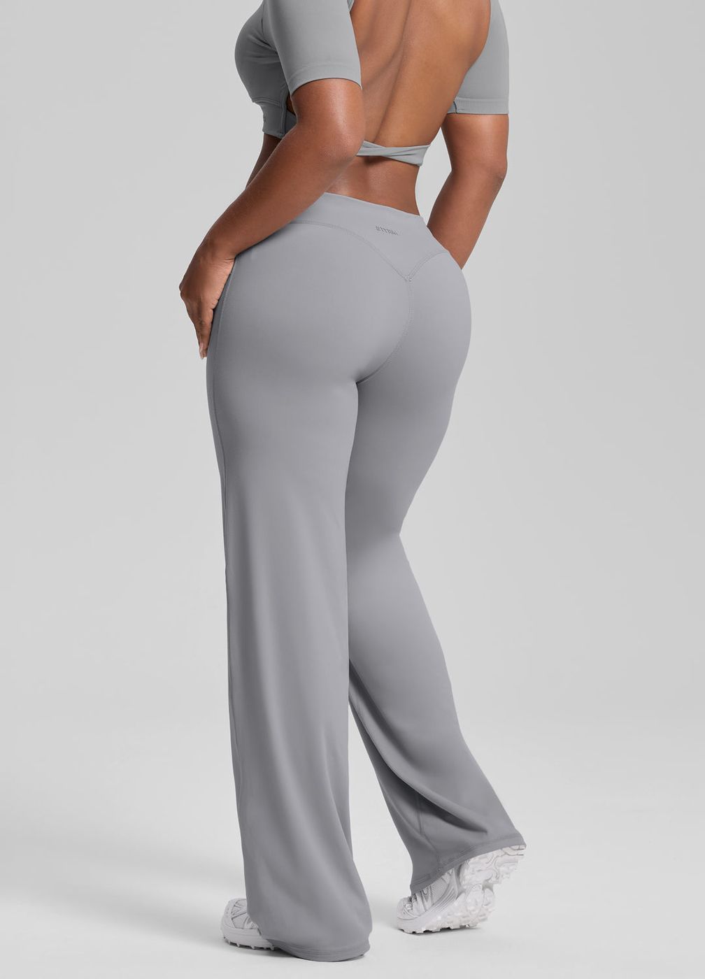 Straight Leg Bottoms in Ash Grey, front view