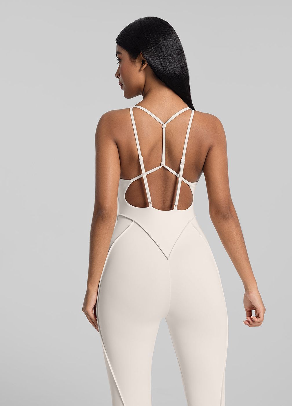 Strappy Back Catsuit in Ivory, detail