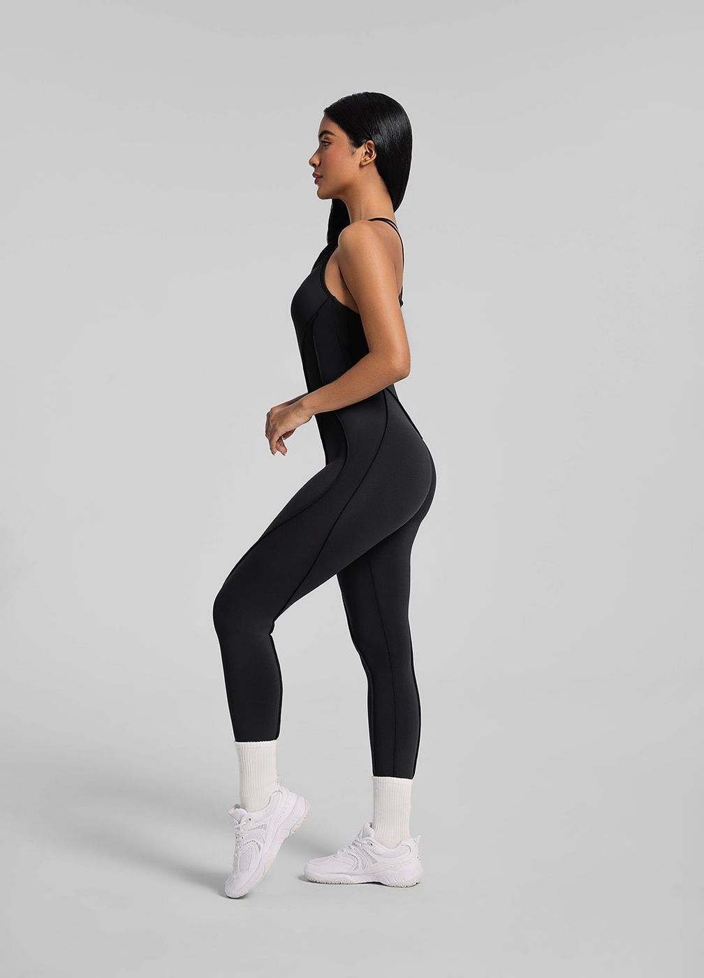Strappy Back Catsuit in Black, second view
