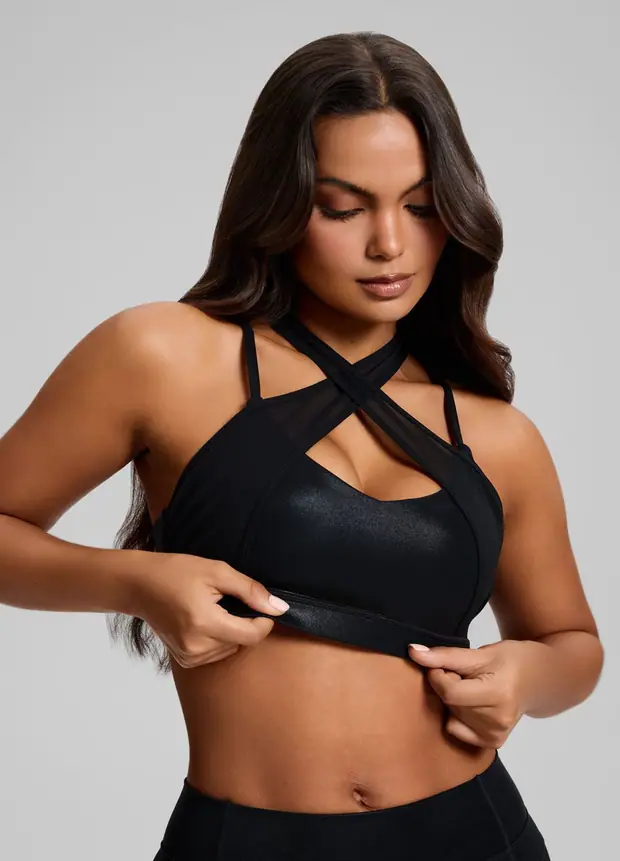 Strappy Crossback Top in Black, front view