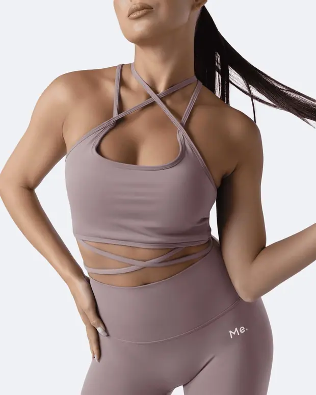 Strappy Front Top in Dusty Pink, front view