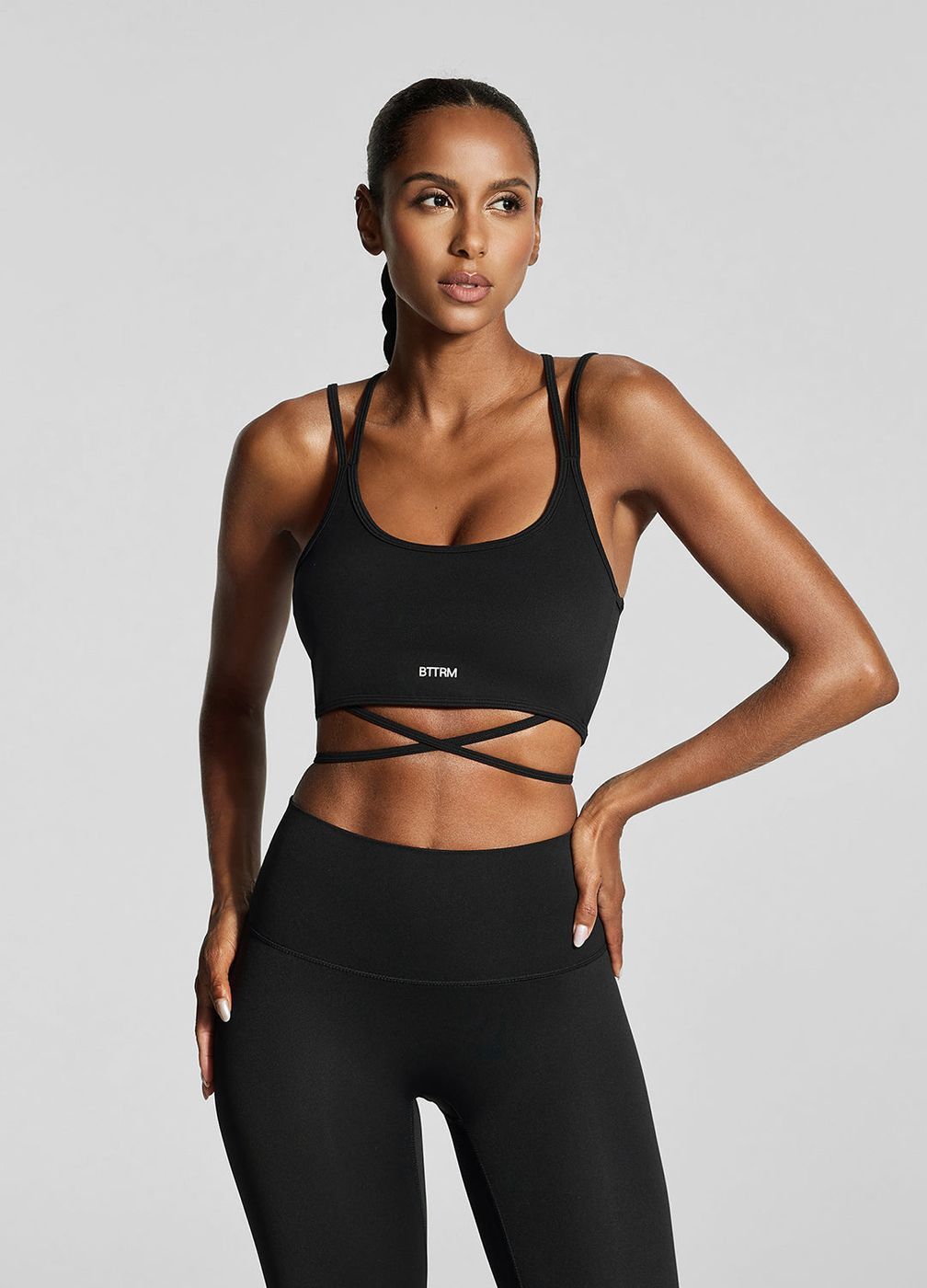 Strappy Front Top in Black, detail