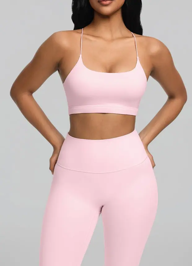 Strappy Racerback Top in Ballet Pink, front view