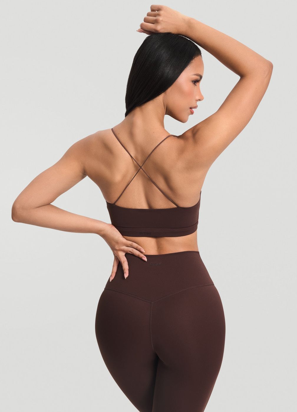 Strappy Racerback Top in Chocolate, detail