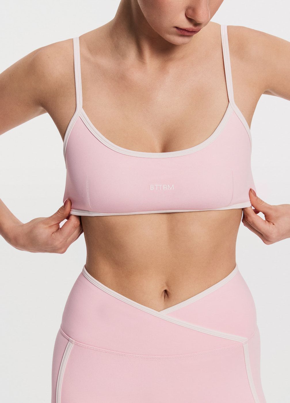 Strappy Scoop Top in Ballet Pink, front view