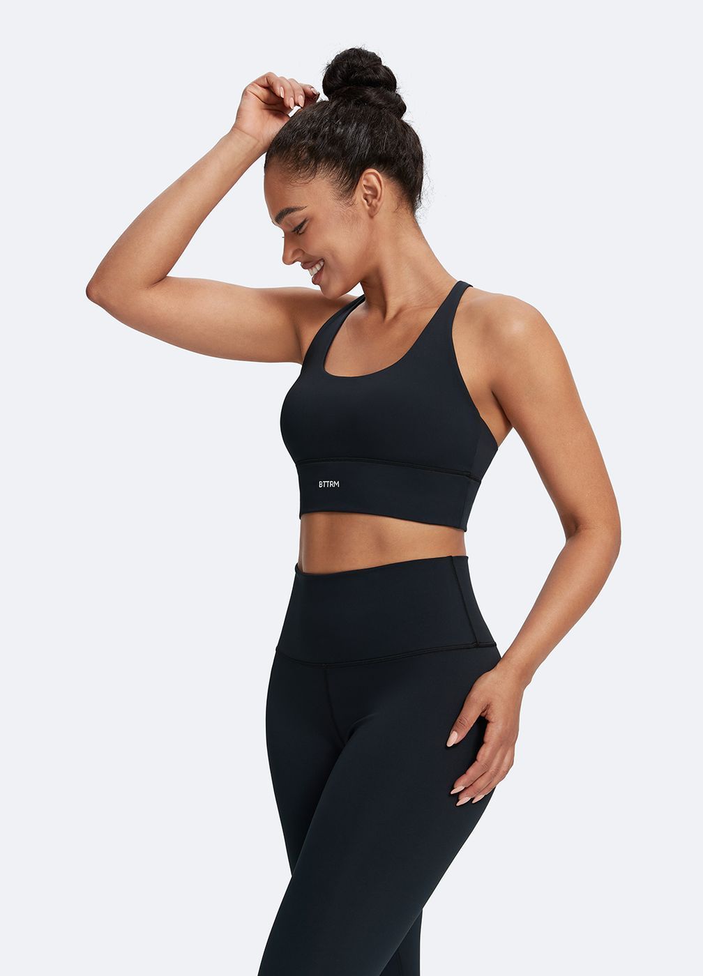 Straps and Support Bra in Black, detail