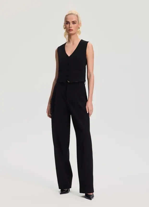 Tailored Waistcoat in Black, front view